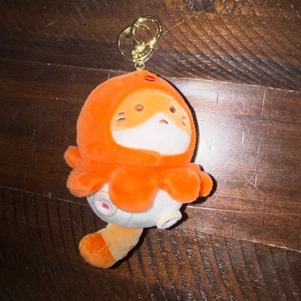 Orange Octopus Cat Plush Keychain